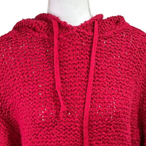 Pilcro Sailcloth Cropped Hooded Sweater Size Small Raspberry - Picture 3 of 11